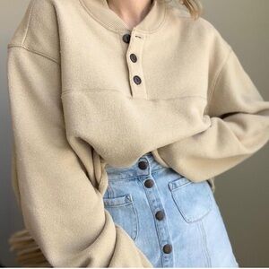 Vintage Cropped Henely Pullover. Size XL.